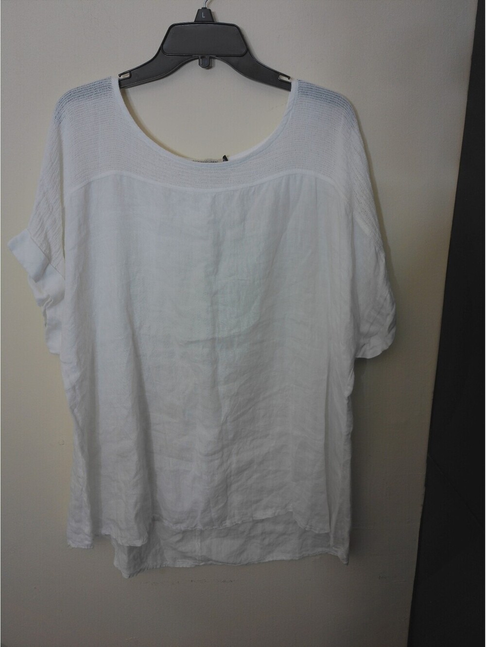 Lungo L'Arno Womens 100% Linen Tunic Top Blouse Size 2X White Italian Coastal